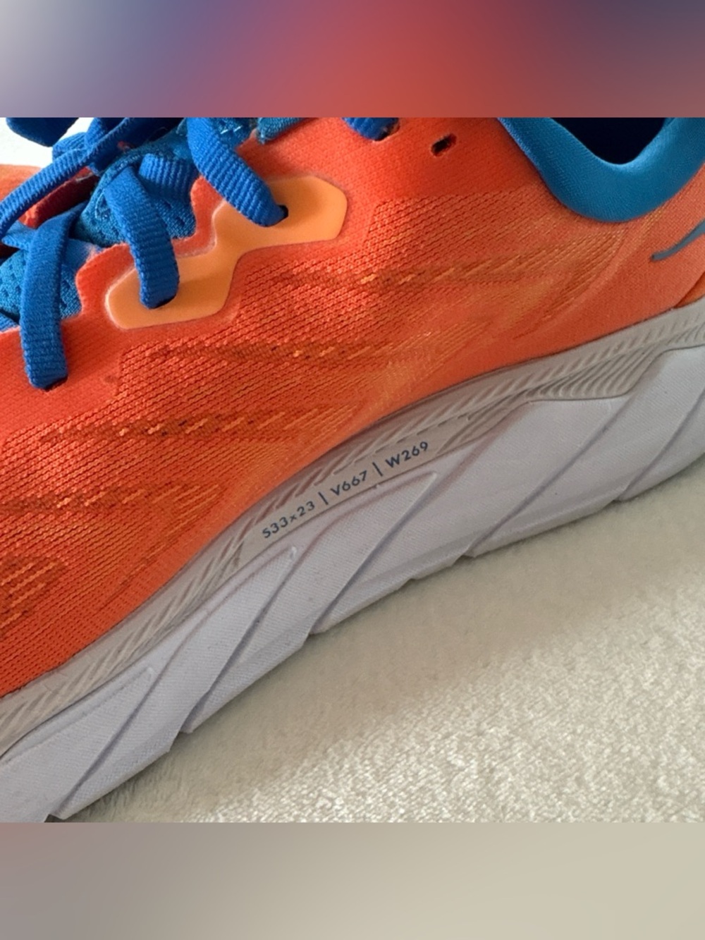 Hoka M Arahi 6 Men's Size 9D Orange Blue Running Shoes - Picture 5 of 7